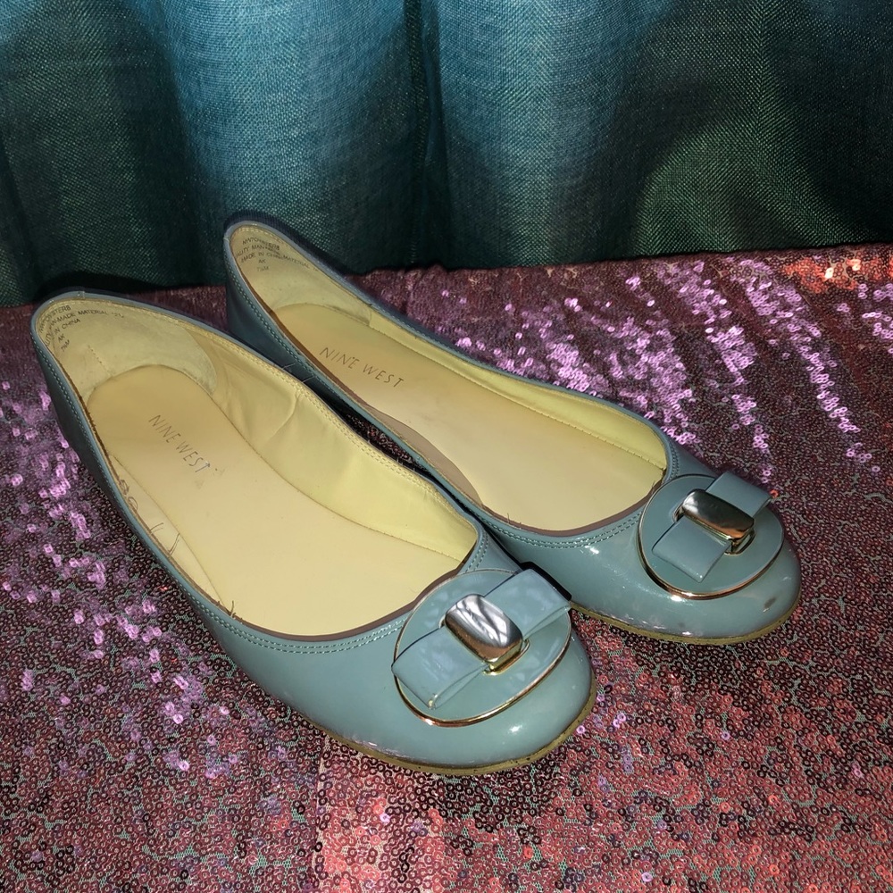 Nine West baby blue flats with bow